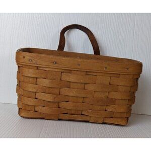 Vintage 1995  Longaberger Medium Key Basket 8 x 5 inch leather strap